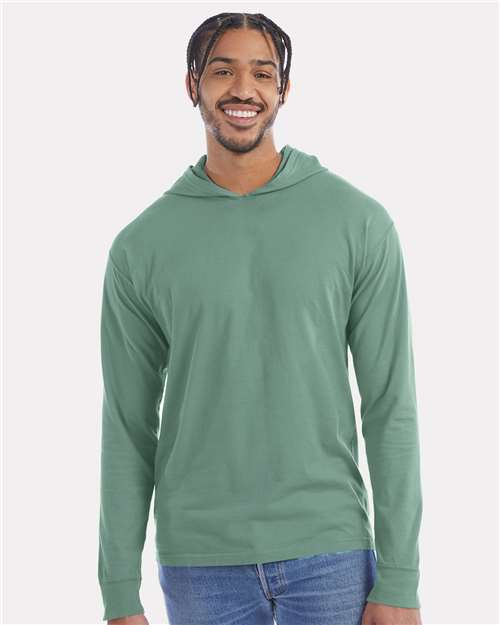 Custom Embroidered  ComfortWash by Hanes Garment-Dyed Jersey Hooded Long Sleeve T-Shirt GDH280  