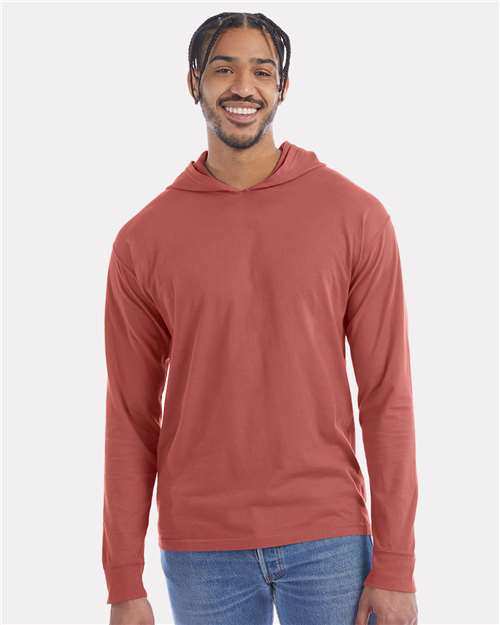 Custom Embroidered  ComfortWash by Hanes Garment-Dyed Jersey Hooded Long Sleeve T-Shirt GDH280  