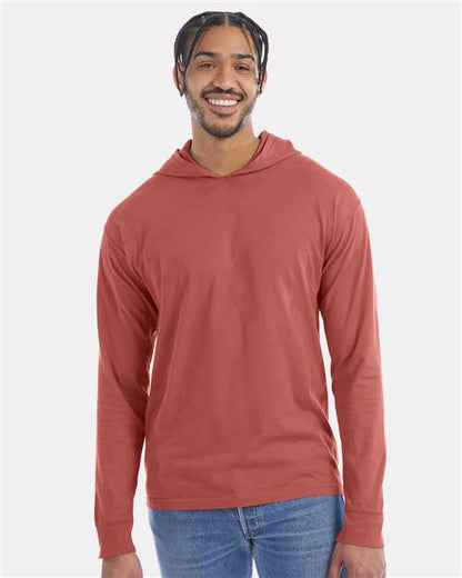 Custom Embroidered  ComfortWash by Hanes Garment-Dyed Jersey Hooded Long Sleeve T-Shirt GDH280  