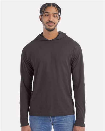 Custom Embroidered  ComfortWash by Hanes Garment-Dyed Jersey Hooded Long Sleeve T-Shirt GDH280  