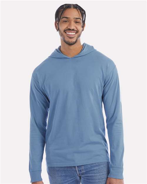 Custom Embroidered  ComfortWash by Hanes Garment-Dyed Jersey Hooded Long Sleeve T-Shirt GDH280  