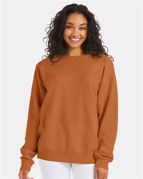 Custom Embroidered  ComfortWash by Hanes Garment-Dyed Crewneck Sweatshirt GDH400 Texas Orange