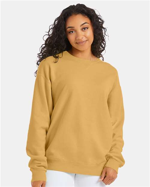Custom Embroidered  ComfortWash by Hanes Garment-Dyed Crewneck Sweatshirt GDH400 Artisan Gold