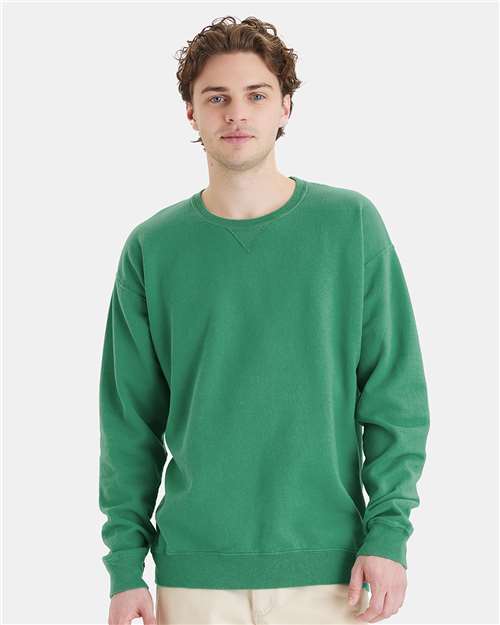Custom Embroidered  ComfortWash by Hanes Garment-Dyed Crewneck Sweatshirt GDH400 Rich Green Grass