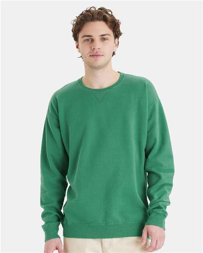 Custom Embroidered  ComfortWash by Hanes Garment-Dyed Crewneck Sweatshirt GDH400 Rich Green Grass