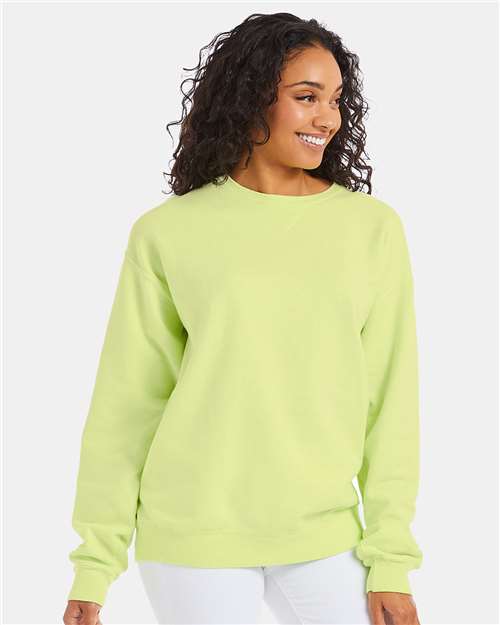 Custom Embroidered  ComfortWash by Hanes Garment-Dyed Crewneck Sweatshirt GDH400 Chic Lime