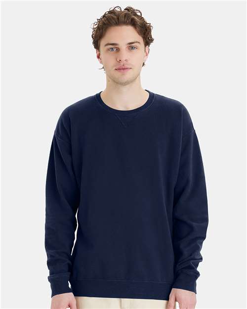 Custom Embroidered  ComfortWash by Hanes Garment-Dyed Crewneck Sweatshirt GDH400 Navy