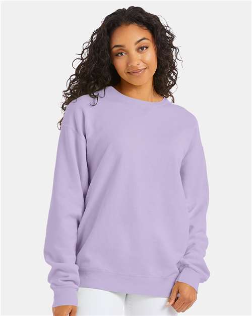 Custom Embroidered  ComfortWash by Hanes Garment-Dyed Crewneck Sweatshirt GDH400 Future Lavender