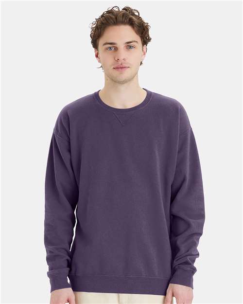 Custom Embroidered  ComfortWash by Hanes Garment-Dyed Crewneck Sweatshirt GDH400 Grape Soda