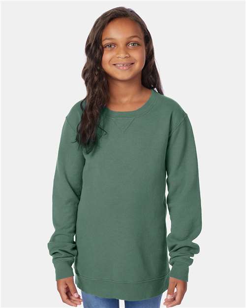 Custom Embroidered  ComfortWash by Hanes Garment-Dyed Youth Crewneck Sweatshirt GDH475  