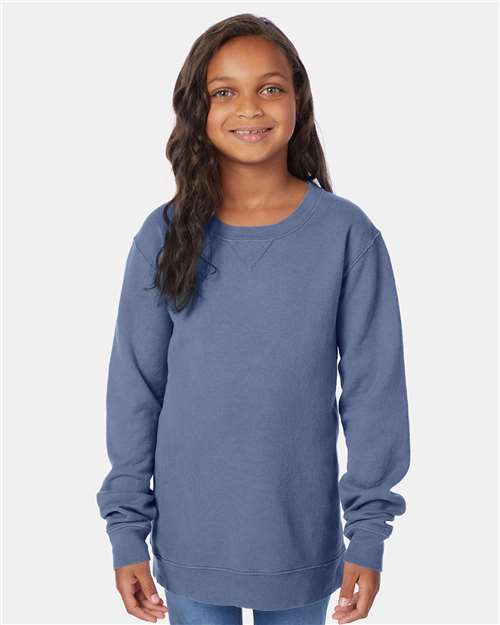 Custom Embroidered  ComfortWash by Hanes Garment-Dyed Youth Crewneck Sweatshirt GDH475  