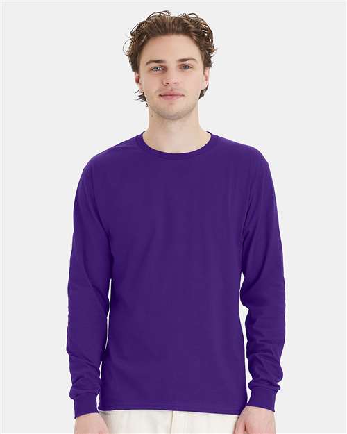 Hanes Essential-T Long Sleeve T-Shirt 5286 Athletic Purple