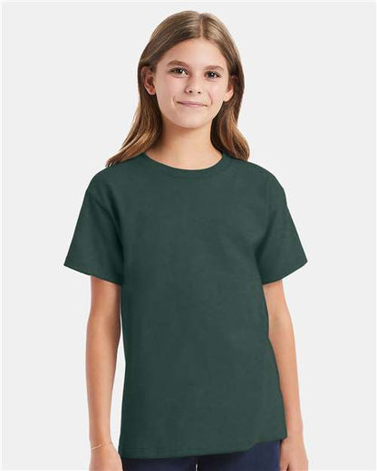 Custom Embroidered  Hanes Essential-T Youth T-Shirt 5480 Athletic Dark Green
