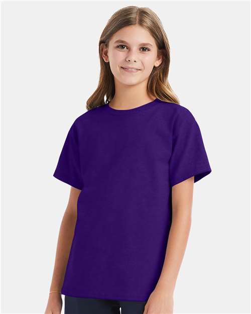 Custom Embroidered  Hanes Essential-T Youth T-Shirt 5480 Athletic Purple