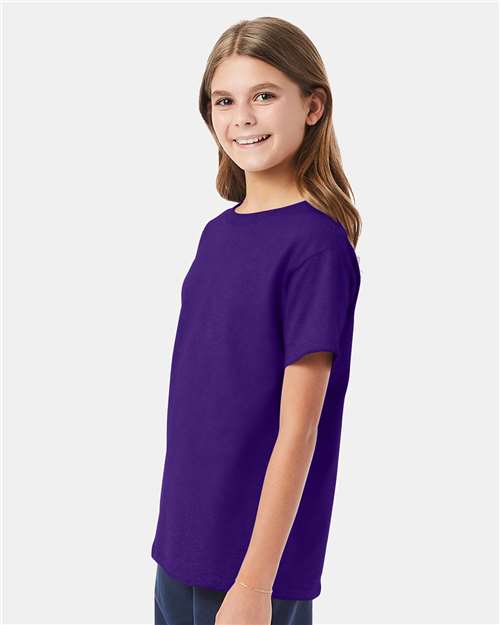 Hanes Essential-T Youth T-Shirt 5480 Athletic Purple