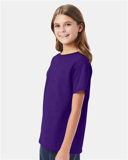 Hanes Essential-T Youth T-Shirt 5480 Athletic Purple