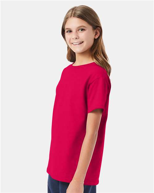 Hanes Essential-T Youth T-Shirt 5480 Athletic Crimson