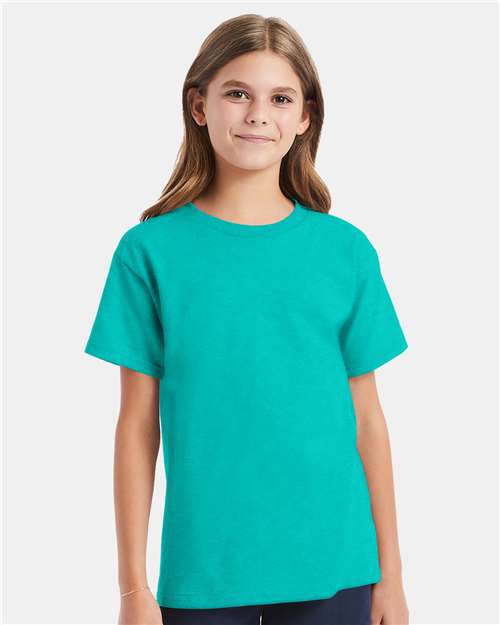 Custom Embroidered  Hanes Essential-T Youth T-Shirt 5480 Athletic Teal