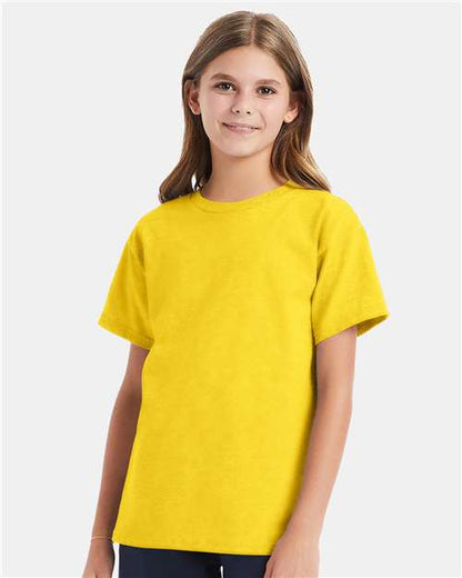 Custom Embroidered  Hanes Essential-T Youth T-Shirt 5480 Athletic Yellow