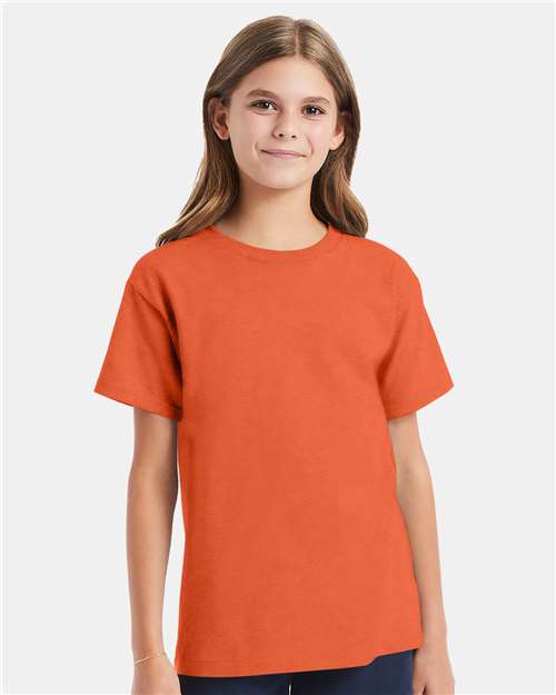 Custom Embroidered  Hanes Essential-T Youth T-Shirt 5480 Texas Orange