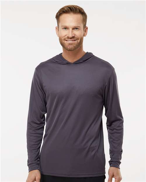 Custom Embroidered  Paragon Bahama Performance Hooded Long Sleeve T-Shirt 220 Graphite