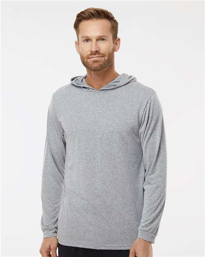 Custom Embroidered  Paragon Bahama Performance Hooded Long Sleeve T-Shirt 220 Heather Grey