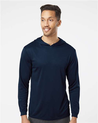 Custom Embroidered  Paragon Bahama Performance Hooded Long Sleeve T-Shirt 220 Navy