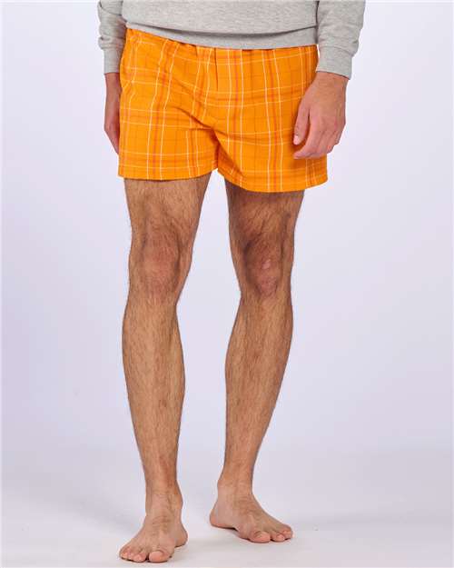 Custom Embroidered  Boxercraft Double Brushed Flannel Boxers BM6701 Orange Field Day Plaid
