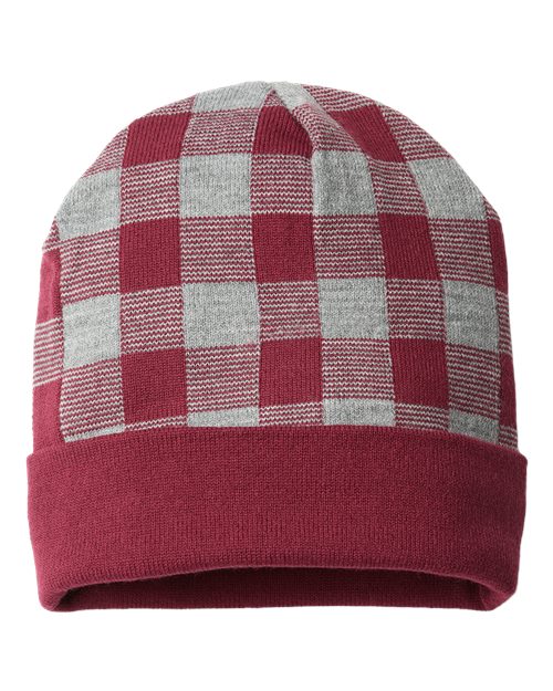 CAP AMERICA USA-Made Plaid Beanie RKP12 Custom Embroidered Business Logo