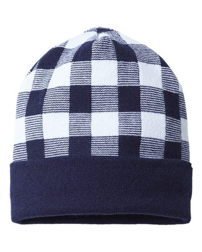 CAP AMERICA USA-Made Plaid Beanie RKP12 Custom Embroidered Business Logo