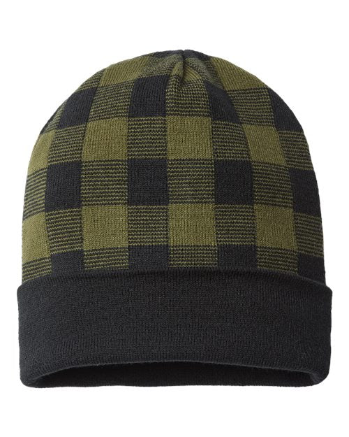 CAP AMERICA USA-Made Plaid Beanie RKP12 Custom Embroidered Business Logo