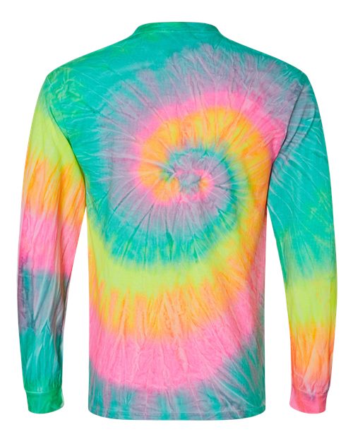 Colortone Tie-Dyed Long Sleeve T-Shirt 2000 Minty Rainbow