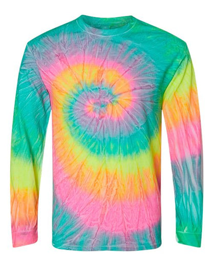 Colortone Tie-Dyed Long Sleeve T-Shirt 2000 Minty Rainbow