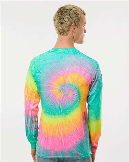 Colortone Tie-Dyed Long Sleeve T-Shirt 2000 Minty Rainbow