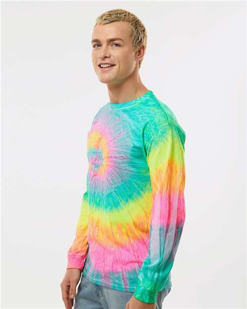 Colortone Tie-Dyed Long Sleeve T-Shirt 2000 Minty Rainbow