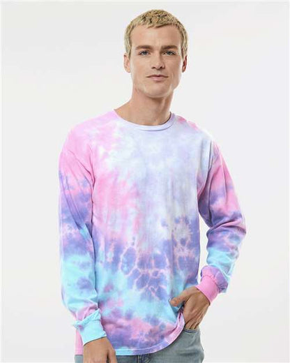 Custom Embroidered  Colortone Tie-Dyed Long Sleeve T-Shirt 2000 Cotton Candy