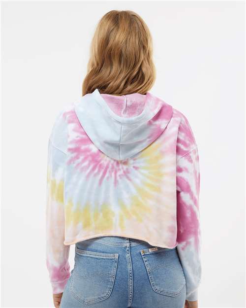 Colortone Women's Tie-Dyed Crop Hooded Sweatshirt 8333