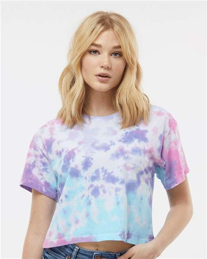 Custom Embroidered  Colortone Women's Tie-Dyed Crop T-Shirt 1050  
