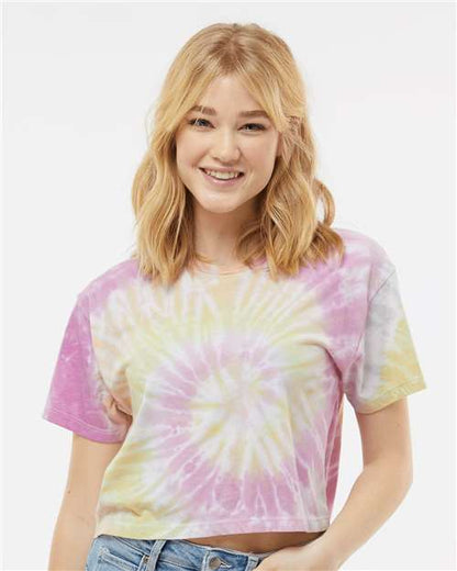 Custom Embroidered  Colortone Women's Tie-Dyed Crop T-Shirt 1050  