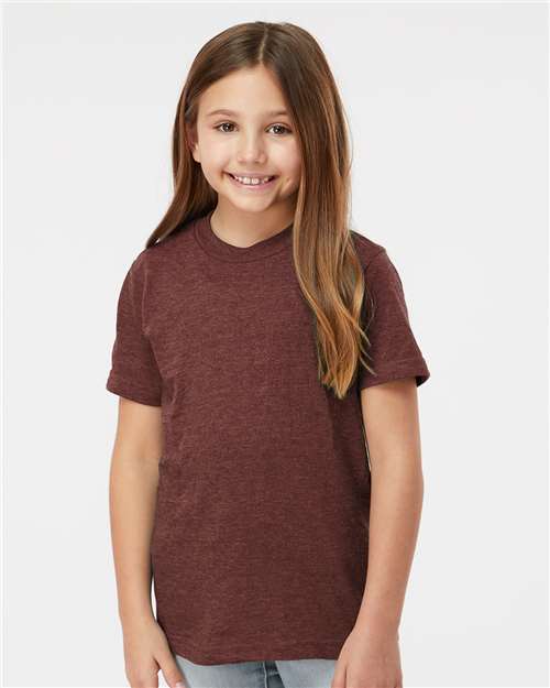 Custom Embroidered  Tultex Youth Fine Jersey T-Shirt 235 Heather Burgundy
