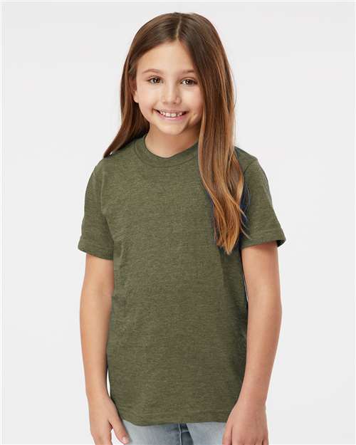 Custom Embroidered  Tultex Youth Fine Jersey T-Shirt 235 Heather Military Green