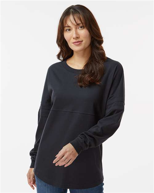 Custom Embroidered  Boxercraft Women's Pom Pom Long Sleeve Jersey T-Shirt BW3514 Black