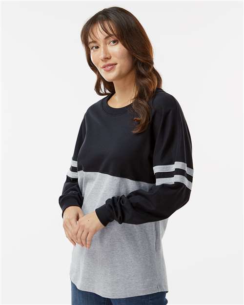Boxercraft Women's Pom Pom Long Sleeve Jersey T-Shirt BW3514 Black/ Oxford