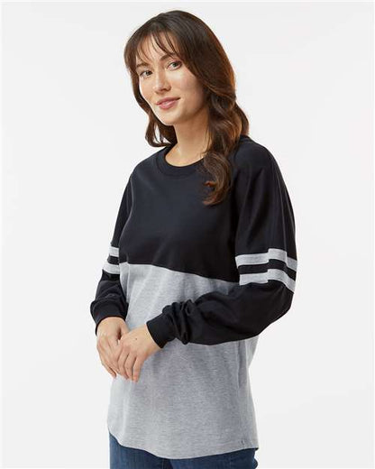 Boxercraft Women's Pom Pom Long Sleeve Jersey T-Shirt BW3514 Black/ Oxford