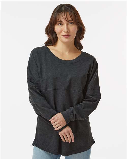 Custom Embroidered  Boxercraft Women's Pom Pom Long Sleeve Jersey T-Shirt BW3514 Charcoal