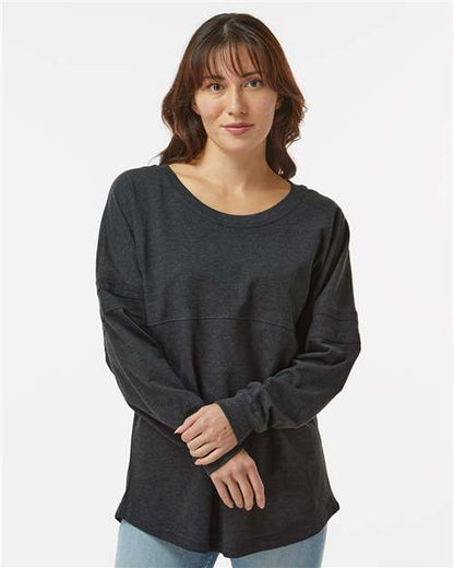 Custom Embroidered  Boxercraft Women's Pom Pom Long Sleeve Jersey T-Shirt BW3514 Charcoal
