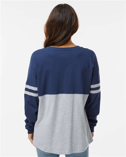 Boxercraft Women's Pom Pom Long Sleeve Jersey T-Shirt BW3514 Navy/ Oxford