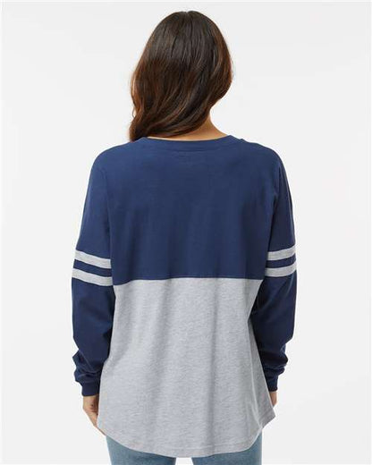 Boxercraft Women's Pom Pom Long Sleeve Jersey T-Shirt BW3514 Navy/ Oxford