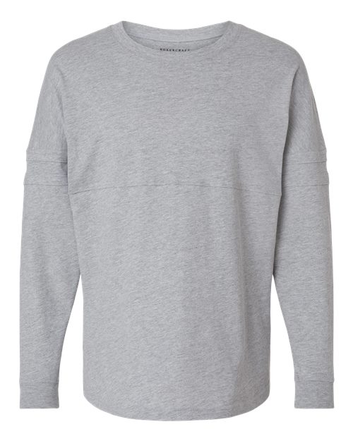 Boxercraft Women's Pom Pom Long Sleeve Jersey T-Shirt BW3514 Oxford Heather