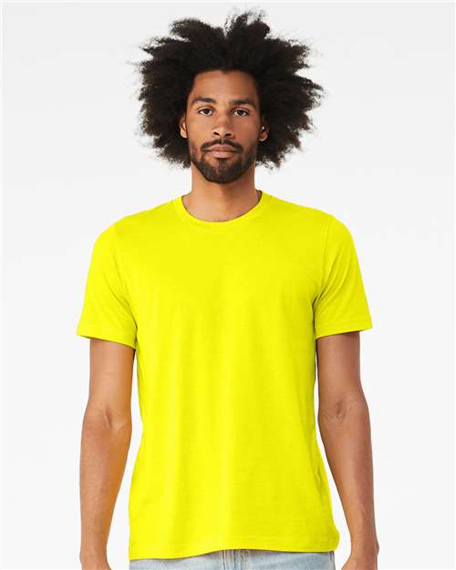 BELLA + CANVAS CVC Jersey Tee 3001CVC Neon Yellow Custom Embroidered Business Logo